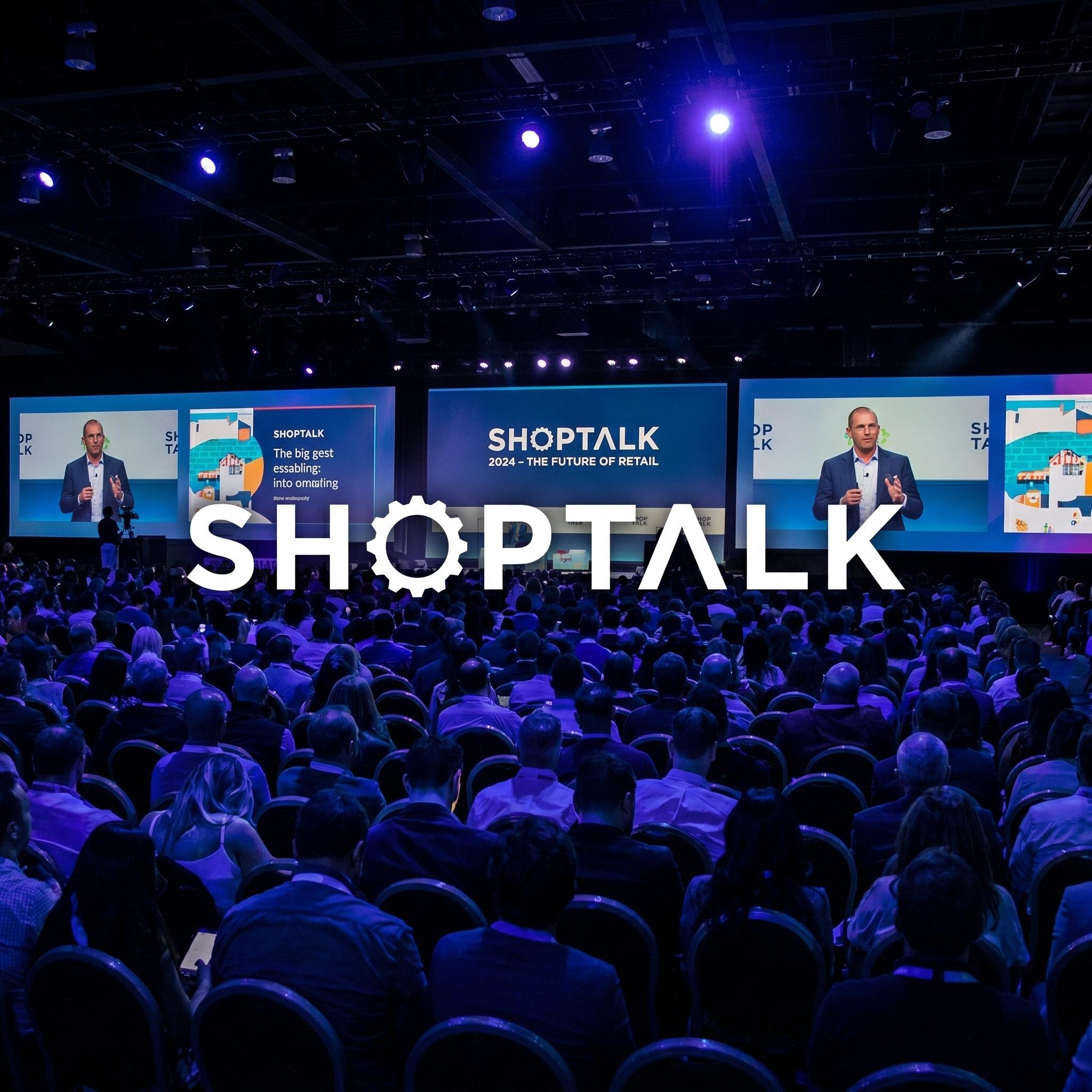 Audience facing a Shoptalk conference stage