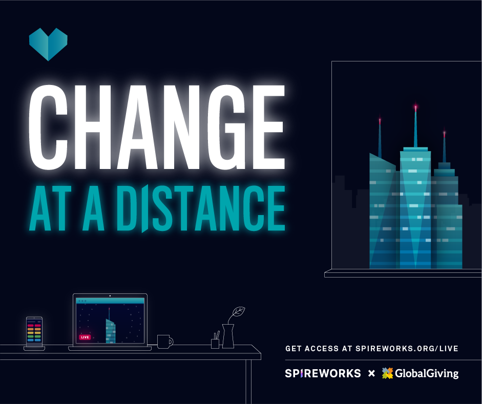 Change at a Distance promotional graphic for Spireworks and GlobalGiving