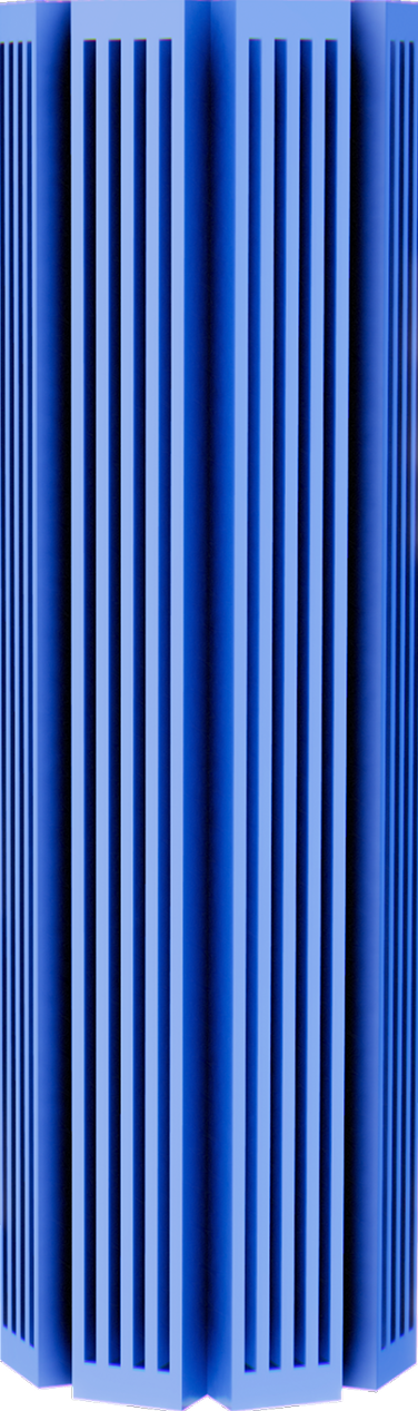 Tall blue ribbed column trophy