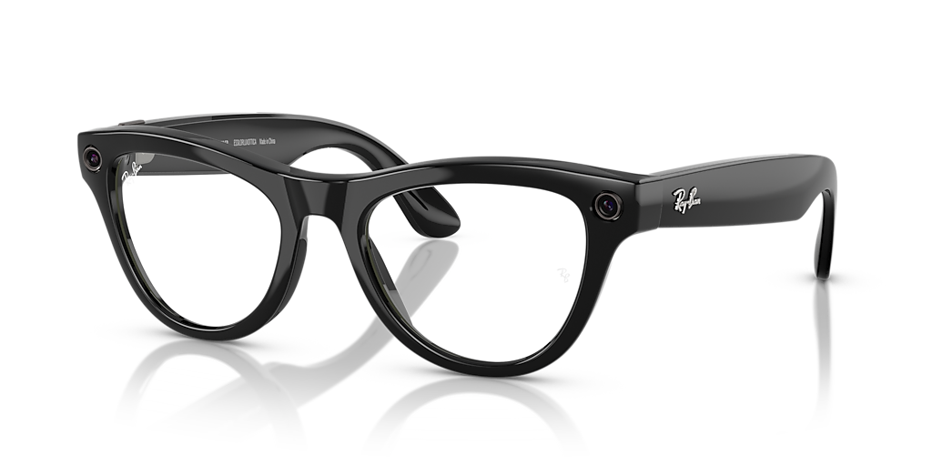 Ray-Ban Meta smart glasses in black with clear lenses and frame-mounted camera