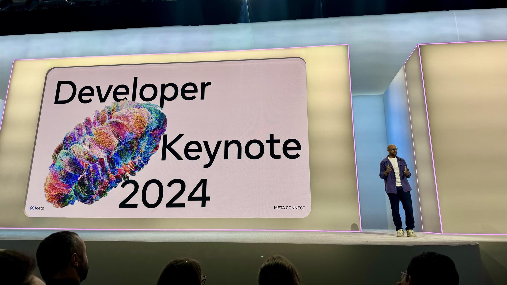 Developer Keynote 2024 slide on a large Meta Connect stage screen