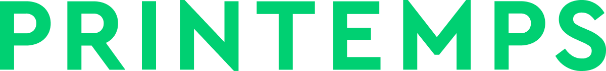 Green "PRINTEMPS" wordmark on a black background