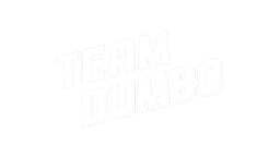 TEAM DUMBO logo in white outlined letters on a green background