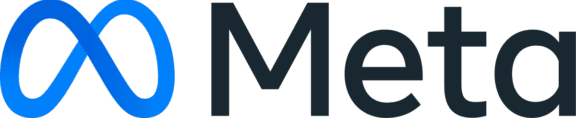 Meta logo with blue infinity symbol and dark text on green background
