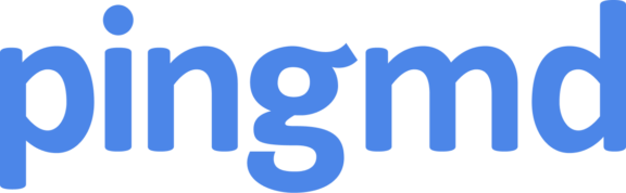 Blue pingmd logo on black background