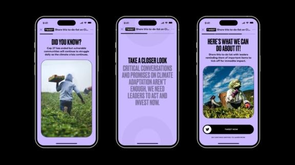 Three phone screens about climate adaptation action