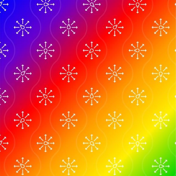 Rainbow gradient pattern with repeating white lightbulb arrow icons