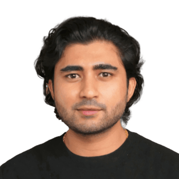 Man with shoulder-length dark hair in a black shirt on a green background