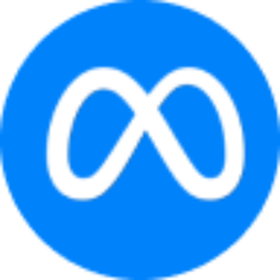 Meta infinity logo in a blue circle