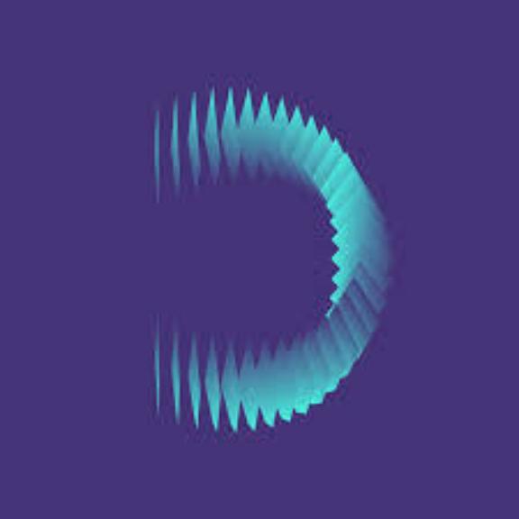 Abstract turquoise segmented arc on a purple background