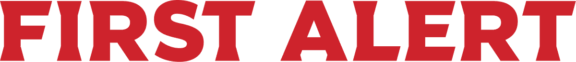 Red "FIRST ALERT" text on green background