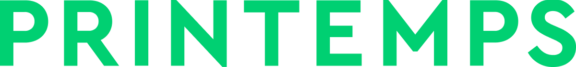 Green "PRINTEMPS" wordmark on a black background