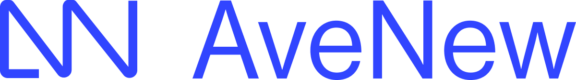 Blue AveNew logo with stylized geometric monogram