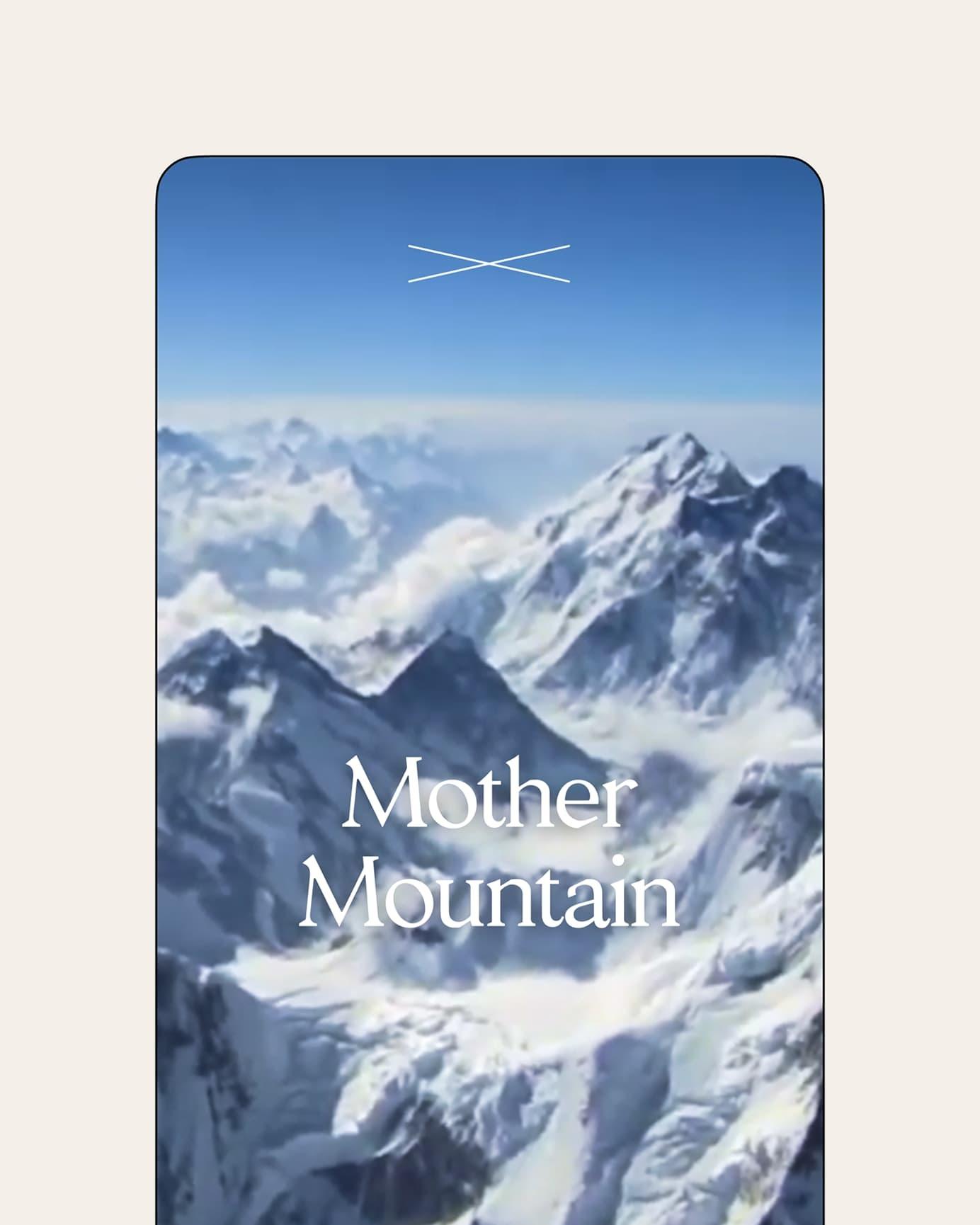 Book cover with snowy mountains and the title "Mother Mountain"