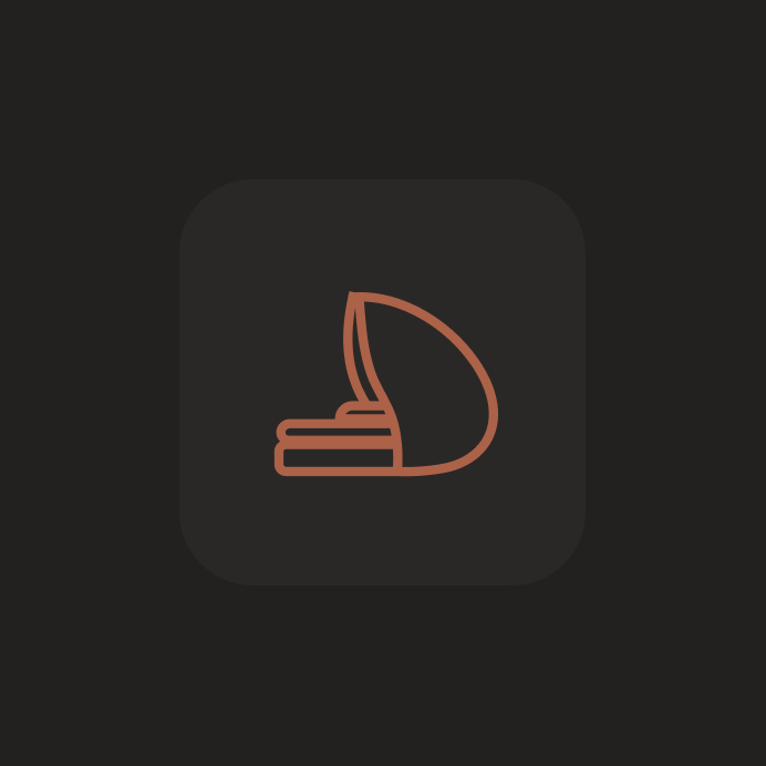 Gold line icon of a code document on a dark rounded square.