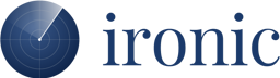 Ironic wordmark with a circular radar-style icon.