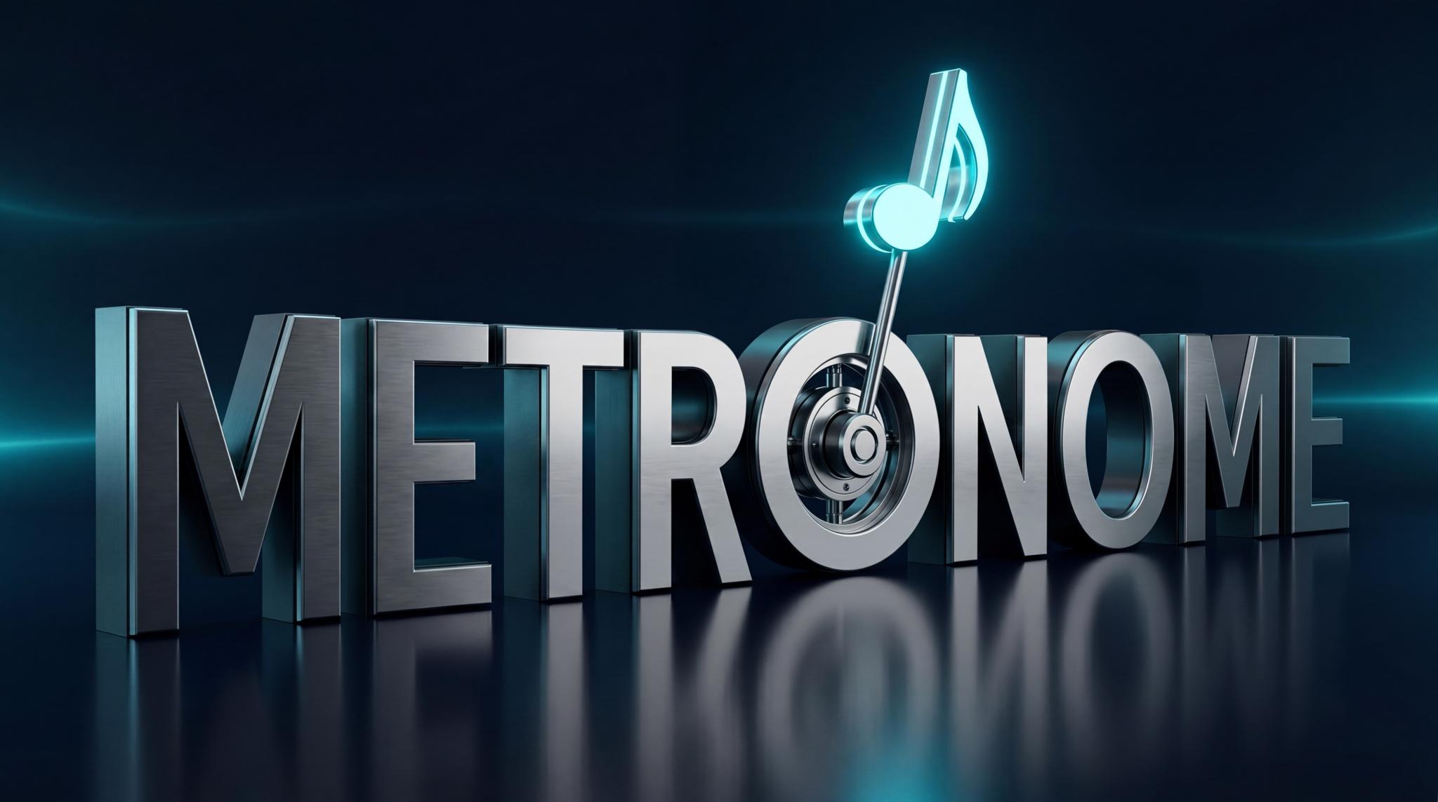 Metallic METRONOME title with glowing musical note