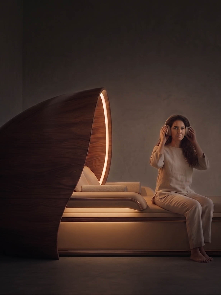 Close-up of two circular speaker-like panels set into beige upholstery.