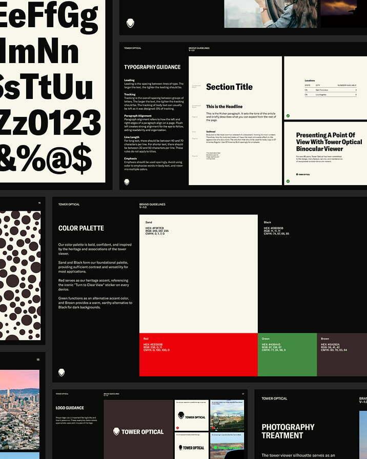 Pinecone brand system collage with typography, colors, and layout examples