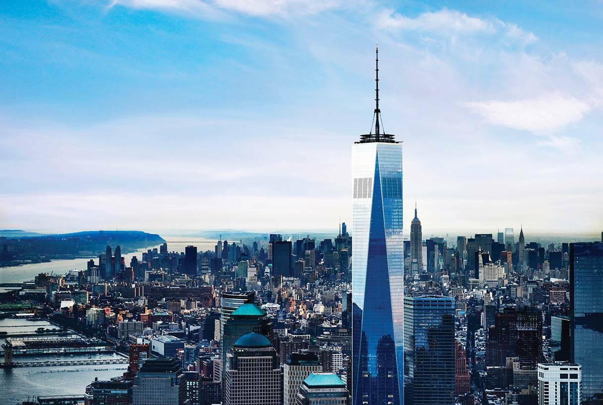 New York City skyline with One World Trade Center in the foreground