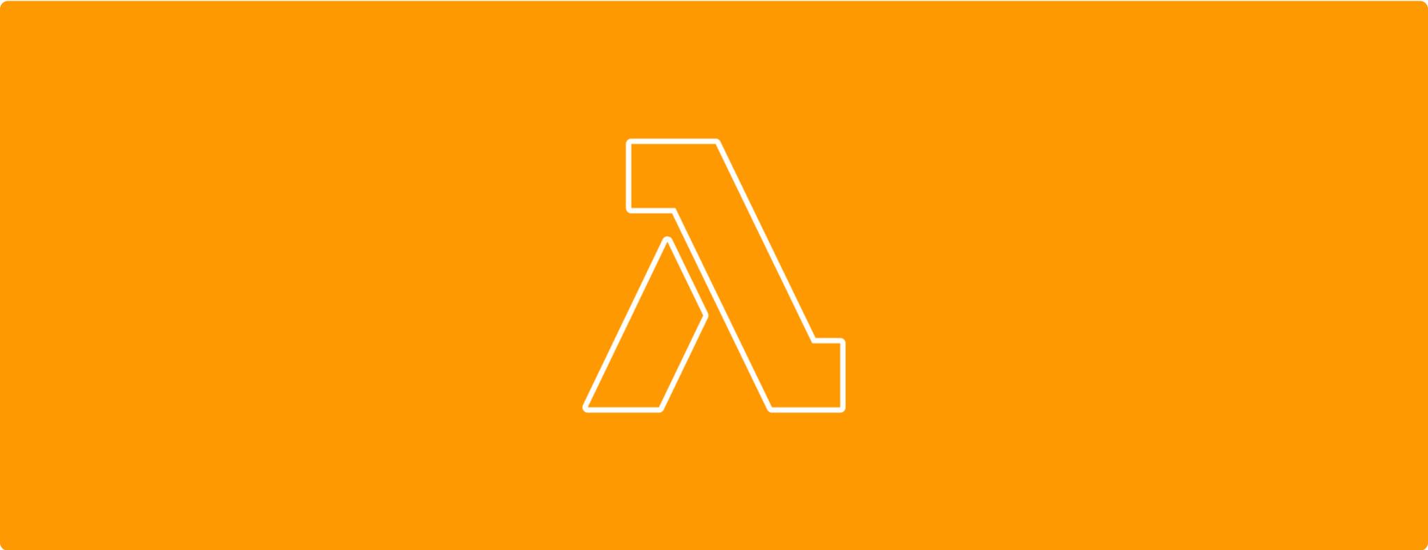 White AWS Lambda logo centered on an orange background