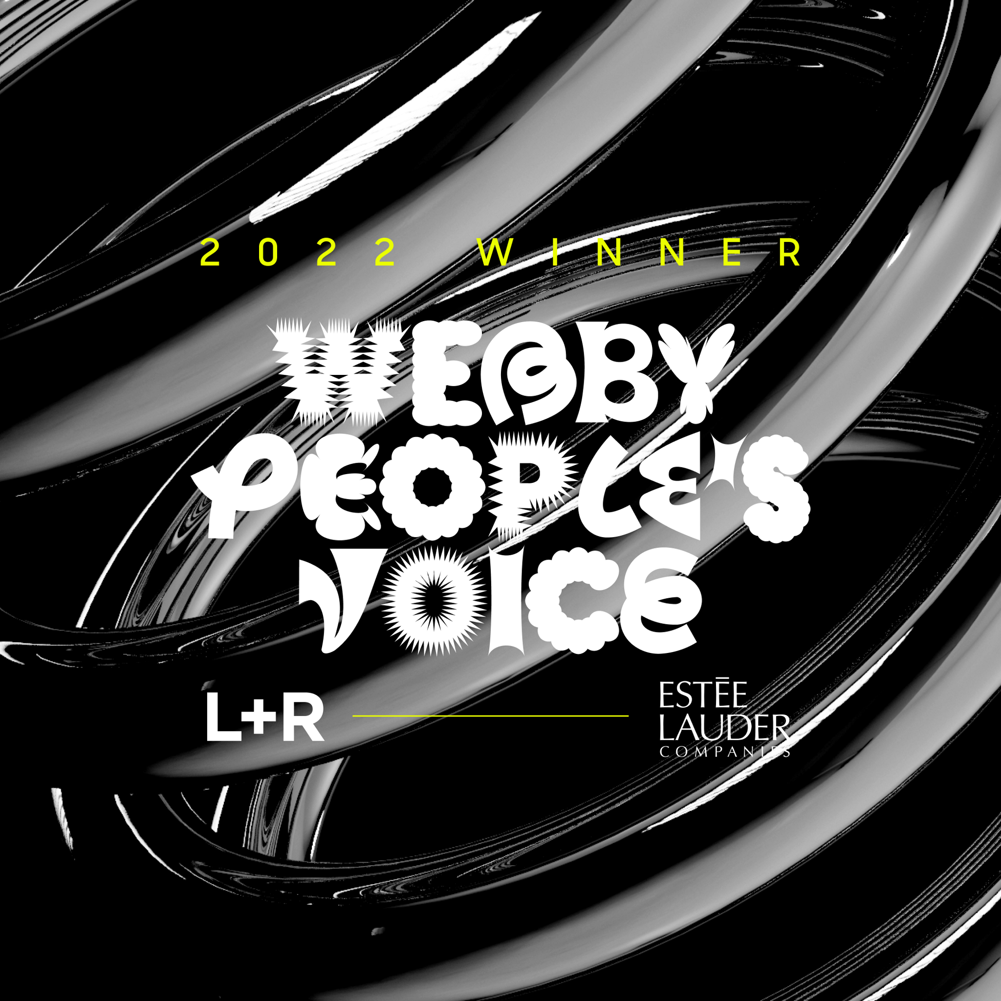 2022 Webby People's Voice winner graphic with L+R and Este Lauder Companies logos
