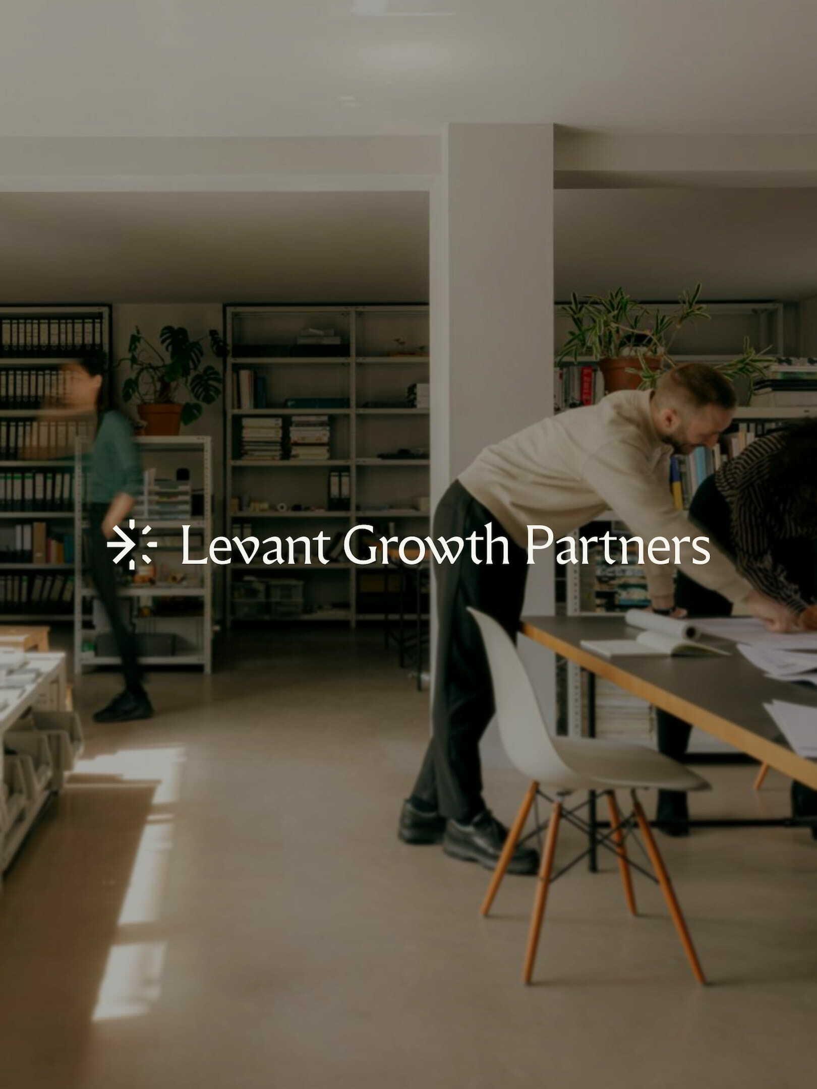 Levant Growth Partners logo over a bright studio workspace