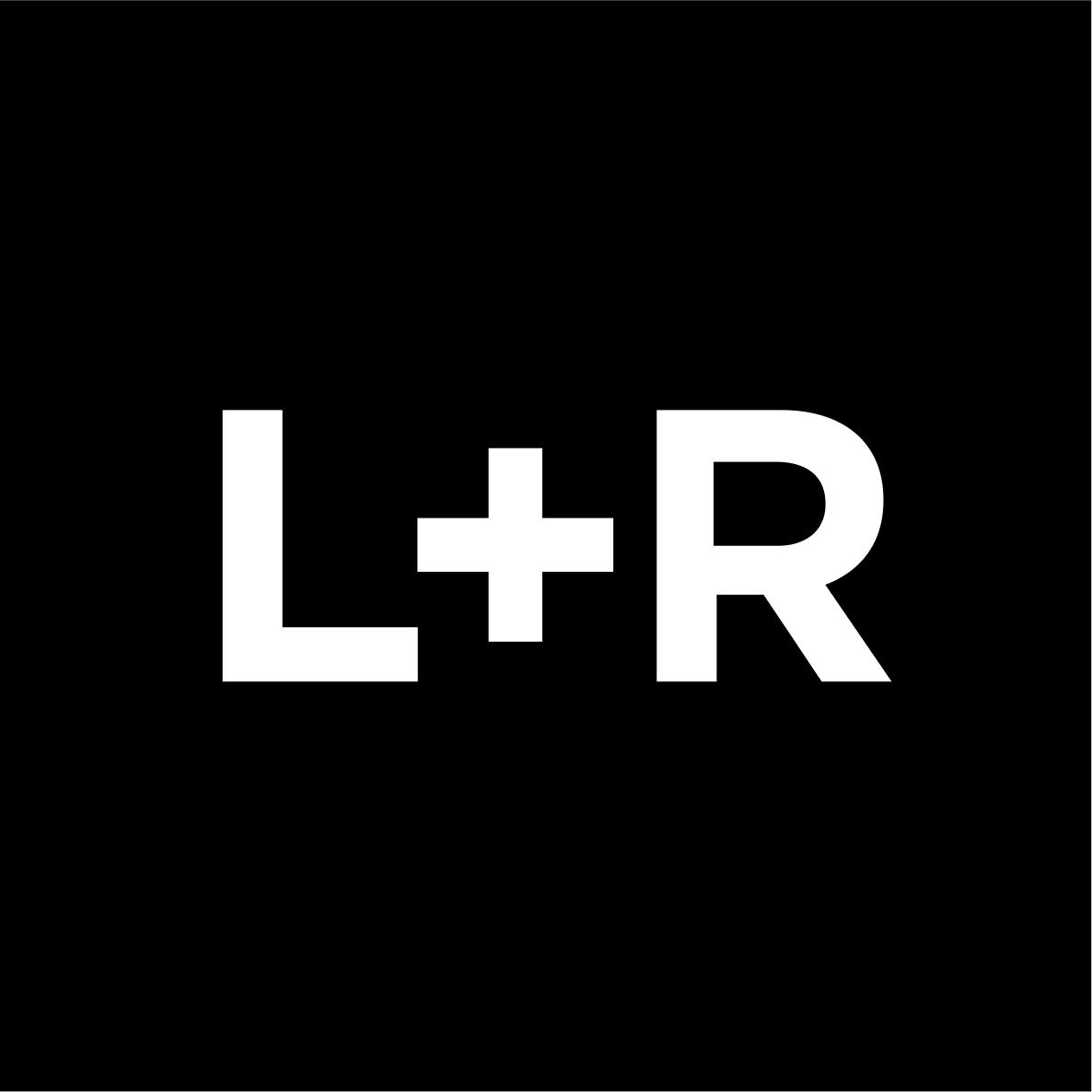 L+R square logo in black