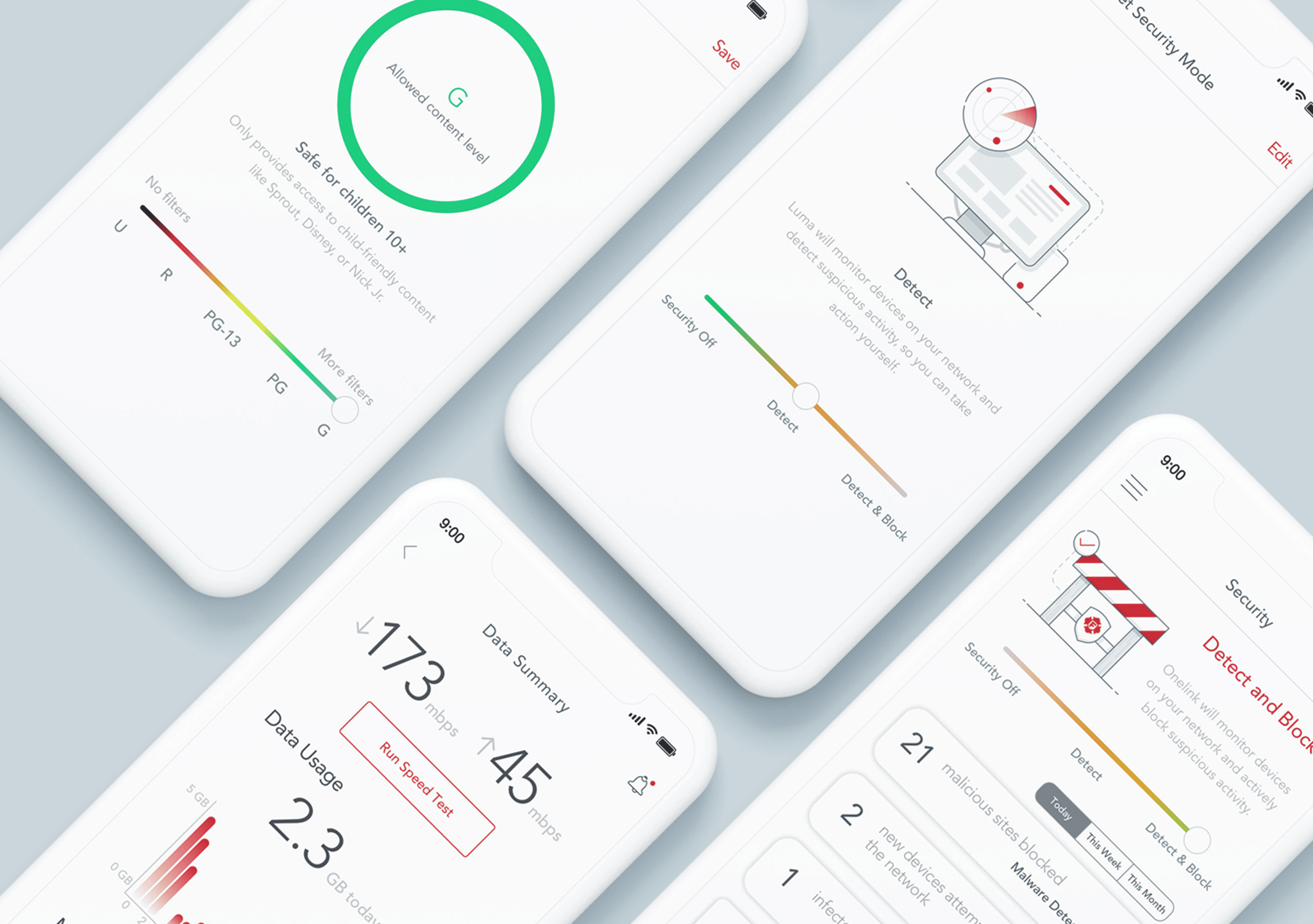 Mobile app screens showing diabetes data, insulin delivery, and device alerts