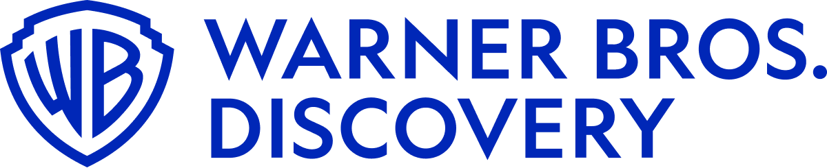 Warner Bros. Discovery logo in blue with shield icon