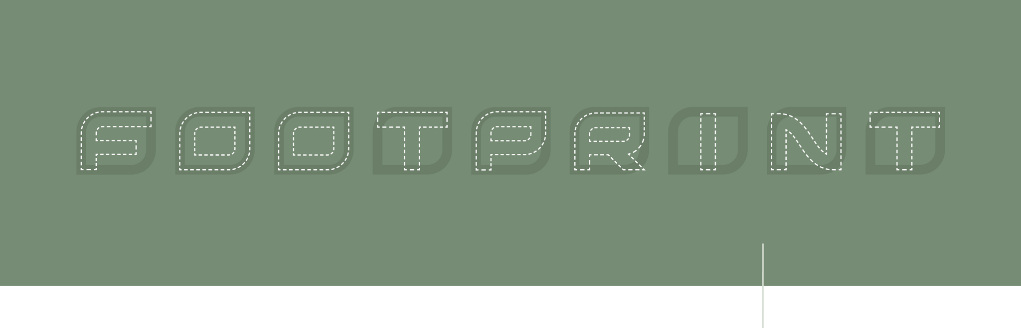 Outlined Footprint wordmark construction on muted green background