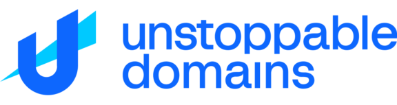 Unstoppable Domains logo with blue stylized U and text