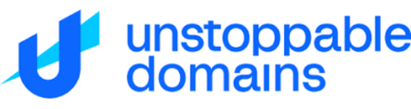 Unstoppable Domains blue wordmark and icon on white