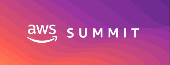 AWS Summit logo on purple and orange gradient banner