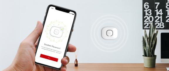 First Alert D Cover Phone app confirms excellent placement beside a wall-mounted Onelink device