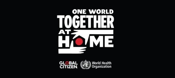One World Together at Home logo with Global Citizen and World Health Organization marks