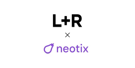 L+R and neotix logos separated by an X on a white background