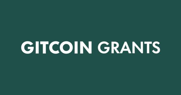 Gitcoin Grants wordmark on a dark green background