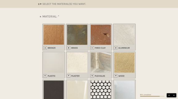 Material selection interface showing a grid of texture swatches