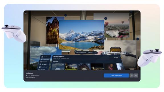 Mixed reality media viewer interface with controllers on both sides