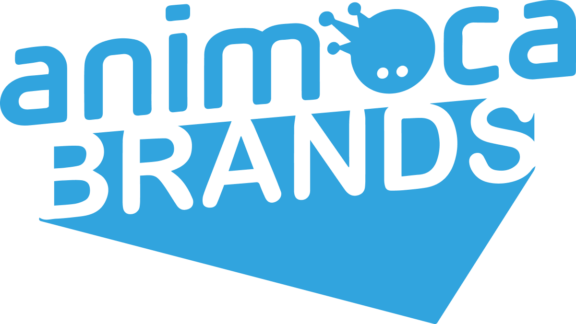 Blue Animoca Brands logo on a black background
