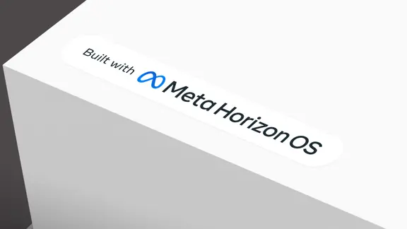 White device corner with "Built with Meta Horizon OS" label