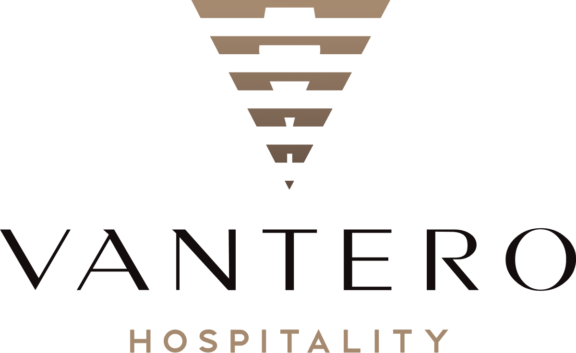 VANTERO HOSPITALITY logo with bronze geometric icon