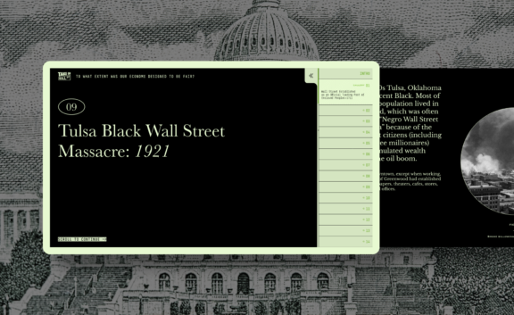 Webpage graphic titled "Tulsa Black Wall Street Massacre: 1921"