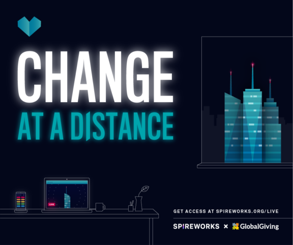 Change at a Distance promotional graphic for Spireworks and GlobalGiving