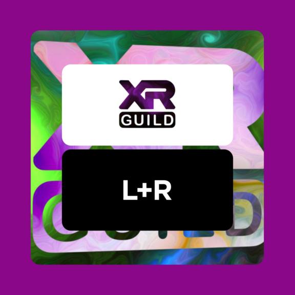 XR Guild and L+R logos stacked on a purple abstract background