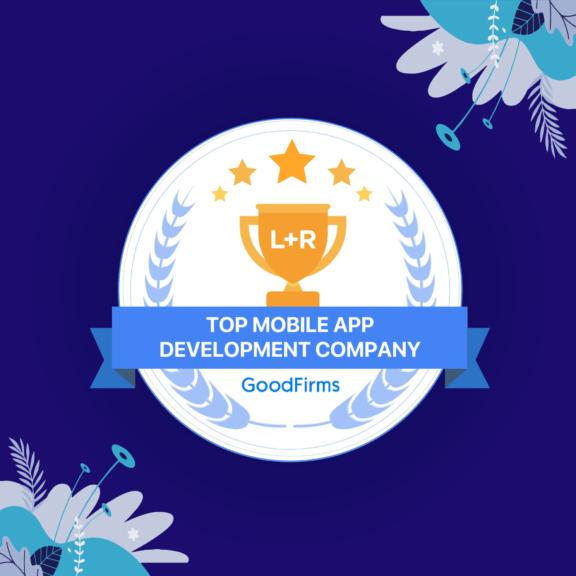 GoodFirms Top Mobile App Development Company badge with L+R trophy