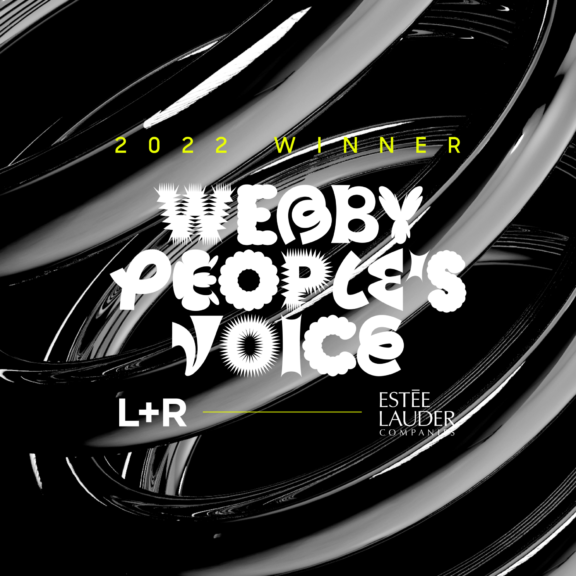 2022 Webby People's Voice winner graphic with L+R and Este Lauder Companies logos