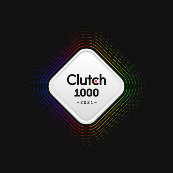 Clutch 1000 2021 badge centered on a dark background