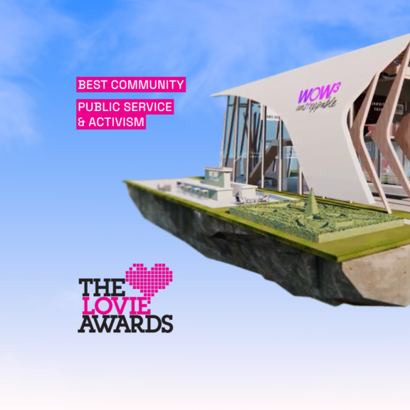 The Lovie Awards graphic for Best Community, Public Service & Activism with floating pavilion